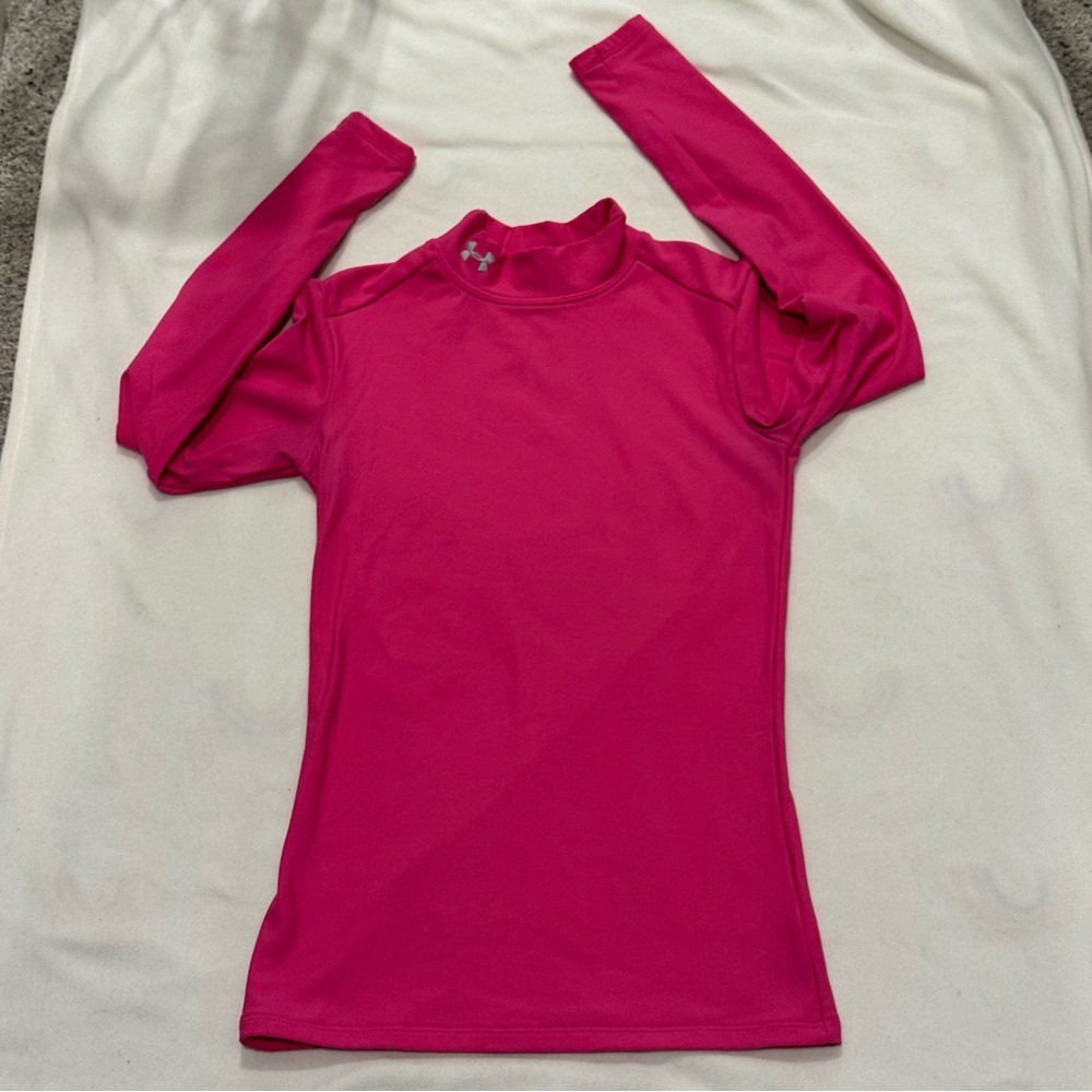 Under Armour Hot Pink Long Sleeve Mock Neck Top - Picture 3 of 6